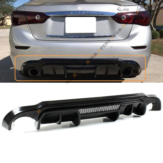 Black Rear Bumper Diffuser w/ Vent For 2014-2017 Infiniti Q50