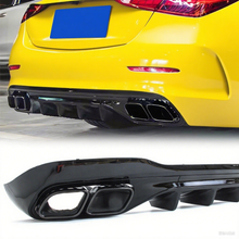 C63 Look Gloss Black Diffuser & Exhaust Tips For 2022-2025 Mercedes C-Class W206 C200 C300 C43 Sedan AMG Bumper