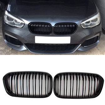 Front Kidney Grille Grill Gloss Black For BMW F20 F21 2015-2020 Facelift 1-Serie