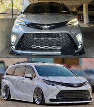 Gloss Black Chrome Delete Front Bumper Grille & Headlight Garnish Trims For 2021-2025 Toyota Sienna