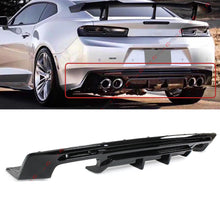 For 2016-2024 Chevy Camaro Gloss Black Shark Fin Rear Bumper Diffuser Replacement