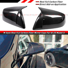 For 2016-2025 Tesla Model X Direct Add-On Full Carbon Fiber M Horn Style Side Mirror Caps Covers