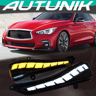 Smoke Sequential LED DRL Signal LED Dynamic Lights For Infiniti Q50/Q60 2014-2023