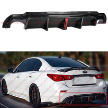 Real Carbon Rear Bumper Diffuser w/ LED Brake Light For 2014-2017 Infiniti Q50