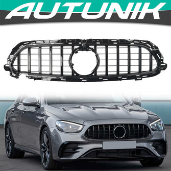 All Black GTR Front Grille For Mercedes E-Class W213 Sedan/Coupe 2021-2023 AMG Version