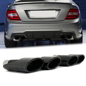 50mm Inlet Dual Black Exhaust Tips Tailpipe for Mercedes W220 W221 W204 W218 W212 W212 SLK