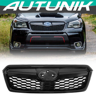 Gloss Black Upper Grille Honeycomb Grill Assembly For 2014-2018 Subaru Forester