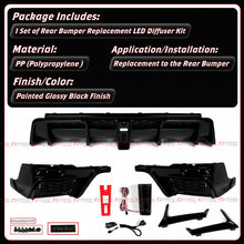 For 2025-2026 Toyota Camry Yofer Gloss Black Rear Bumper Diffuser Replacement W/ LED