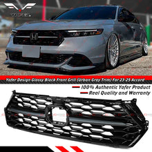 For 2023-2025 Honda Accord Yofer Black Front Mesh Grill Grille - Urban Gray Trim