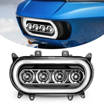 LED Dual Headlight w/ DRL Ring Fit For Harley Road Glide Special Limited CVO Ultra 2015+