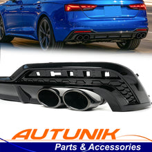 S5 Style Rear Diffuser Lip W/ Black Exhaust Tips For Audi A5 B9.5 S-Line 2020-2025