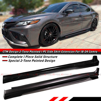 For 2018-2024 Toyota Camry CTM Predawn Gray Mica Black 2-Toned Side Skirt Extension