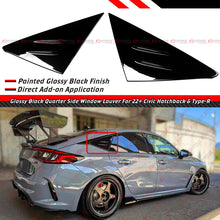 For 2022-2025 Civic Hatchback Type R FL5 M Style Gloss Black Side Window Louver