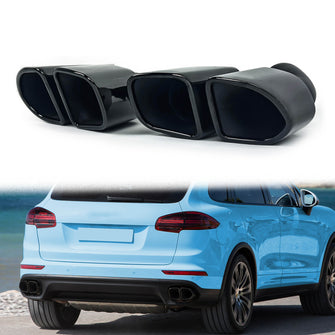 Square Exhaust Pipe Tips Black fit for Porsche Cayenne Base 2015 2016 2017 2018