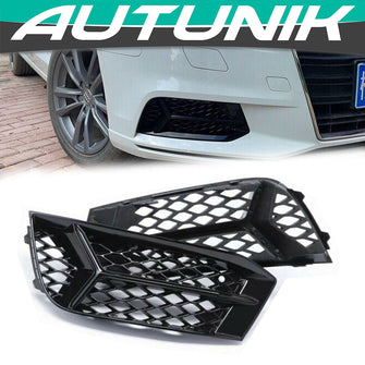 Black Front Fog Light Grill Covers for Audi A3 8V Sedan Standard 2017-2020