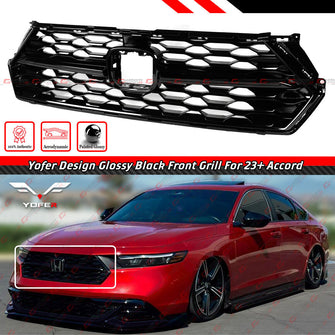 For 2023-2025 Honda Accord 11th Gen Gloss Black Front Bumper Mesh Grille