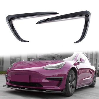 Carbon Fiber ABS Front Fog Light Trim Cover Eyebrow Covers Fit Tesla Model Y 2020 2021 2022 te12
