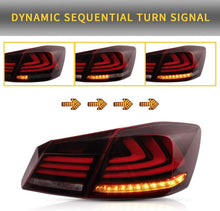 Red Sequential LED Tail Lights For Honda Accord Sedan 2013-2015