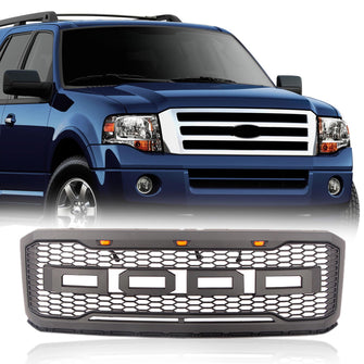 Grille Front Bumper Upper Mesh Grill w/ Lights for Ford Expedition 2007-2017