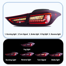 Red LED Tail Lights Fit 2011-2016 Hyundai Elantra Sequential Signal Cherry Red Lamp