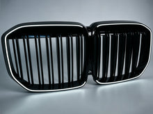 LED Gloss Black Double Slat Car Front Kidney Grill Fits For BMW X7 G07 2019-2022