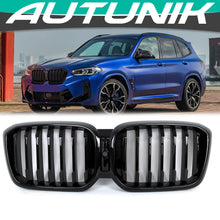 Glossy Black Front Kidney Grille for BMW X3 G01 X4 G02 LCI w/Camera 2022-2024