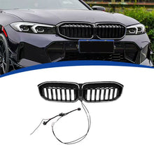 Front Kidney Grille Single Line Grill W/ LED Light For BMW 3 Series G20 2023-2025 Gloss Black