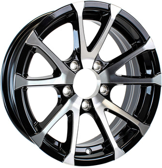 13" X 5.5" Aluminum Boat Camper Trailer Rim Wheel 5 Lug 4.5" Center Avalanche V-Spoke/Black