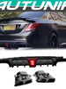 Rear Diffuser w/ LED + Black Exhaust Tips For Mercedes W205 C63 C63S AMG 2015-2021