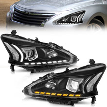 Black Headlight W/LED High Low Beam For 2013-2015 Nissan Altima 4Dr Switchback