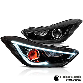 LED Projector Headlights For 2011-2016 Hyundai Elantra Demon Eyes Front Lamps