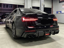 Rear Bumper Diffuser Gloss Black w/ LED Brake Light For Audi A6 C8 S-Line S6 2019-2025
