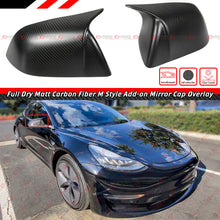 For 2017-2025 Tesla Model 3 Direct Add-On Dry Matt Carbon Fiber M Style Side Mirror Covers Caps