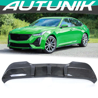 Carbon Fiber Look Rear Bumper Diffuser Spoiler For Cadillac CT5 CT5-V 2020-2024