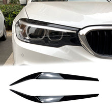 Gloss Black Headlight Eyelid Cover Eyebrow For BMW 5-Series G30 530I 540I M550I 2017-2023