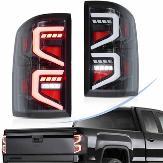 Clear LED Tail Lights For 2014-18 GMC-Sierra 1500 2500 3500 Rear Lamps With Startup Animation