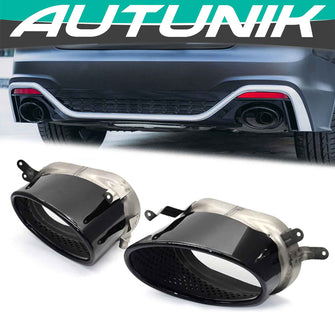 Black Exhaust Tips Muffler For AUDI A4 A5 A6 A7 Refit To RS3 RS4 RS6 RS7