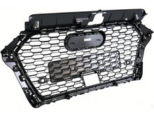 For 2017-2020 Audi A3 S3 8V Front Honeycomb Mesh Grille W/ACC Hole (Black Honeycomb + Silver Frame)