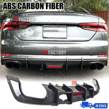 For Audi A5 B9 S-line S5 2017-2019 ABS Carbon Fiber Rear Bumper Lip Diffuser W/LED