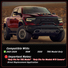 For 2021-2024 RAM 1500 TRX Emblemless Matte Black Front Upper Grille w/ LED DRL Light Bar