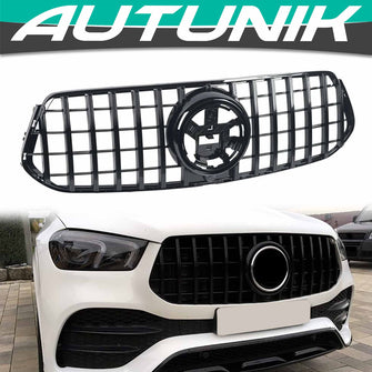 All Black GTR Front Grille for Mercedes GLE GLE400 GLE350 Coupe GLE63S AMG 2020+