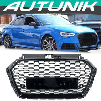 Gloss Black Front Bumper Grille Upper Grill Honeycomb For Audi A3 S3  2017-2019 2020