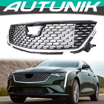 Luxury Style Silver Diamond Front Grille for Cadillac CT4 2020-2024