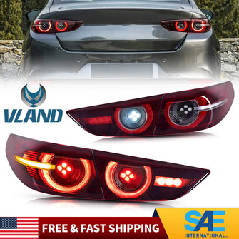 LED Tail Lights For Mazda 3 Axela Sedan 2019-2021 Red Lens