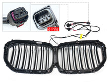For 2019-2023 BMW X5 G05 Gloss Black Front Grille w/ LED Lights Dual Slat Kidney Grille