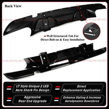 For 2020-2026 BMW F95 X5M F96 X6M LT Style Gloss Black Dual LED Rear Bumper Diffuser