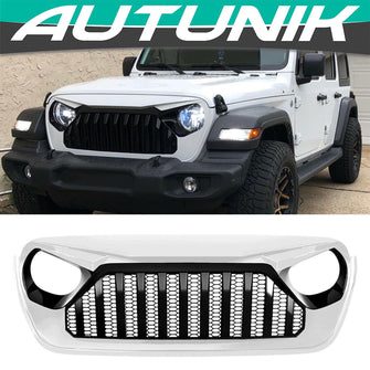 White Front Bumper Grill Grille for Jeep Wrangler JL JT 2018-2021