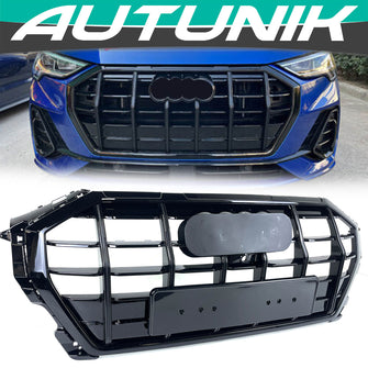 Black Front Bumper Grille For Audi Q3 SQ3 2019-2024 fg326