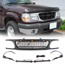 Black Front Grille Bumper Mesh Grill With LED Bar for Ford Explorer 1995-2001