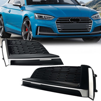 L+R Front Fog Light Grille Trim For Audi A5 S-Line S5 2018-2019 No ACC Hole